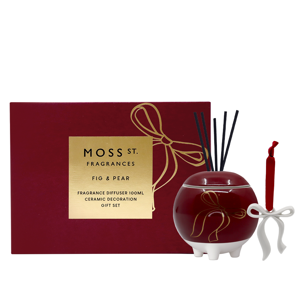 MOSS ST. Mini Ceramic Diffuser 100ml & Decoration - Fig & Pear - Ginja B