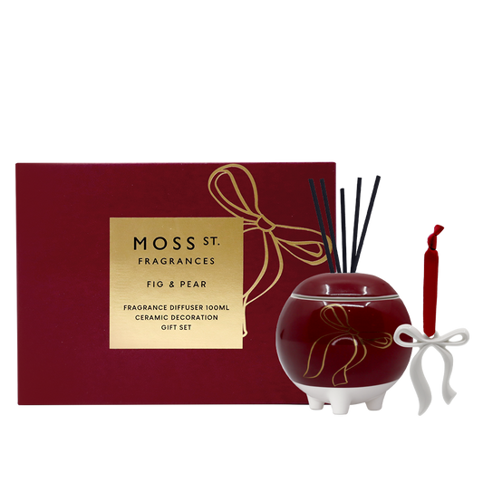 MOSS ST. Mini Ceramic Diffuser 100ml & Decoration - Fig & Pear