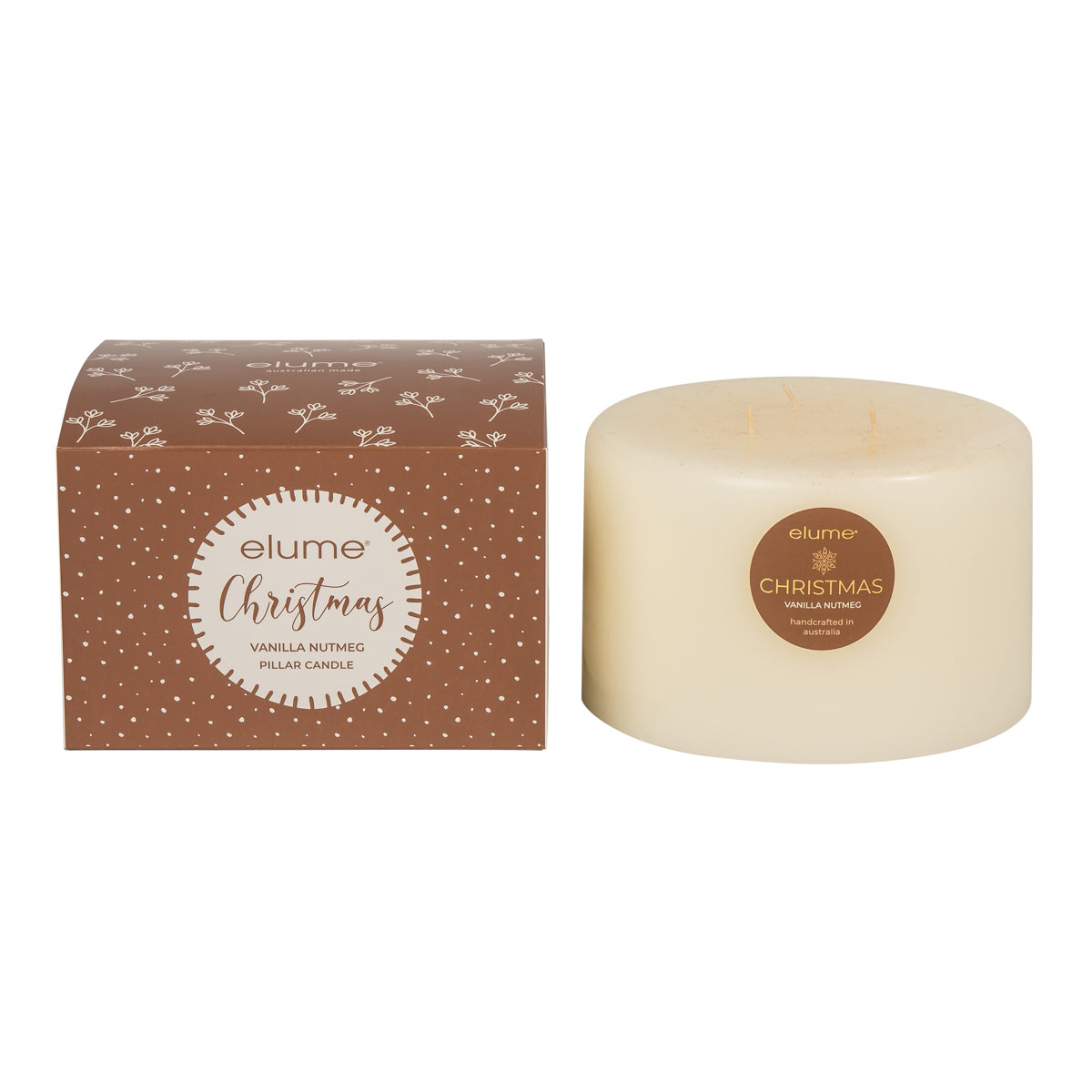 Elume Pillar Cinnamon Vanilla Nutmeg 3 Wick Candle - Ginja B