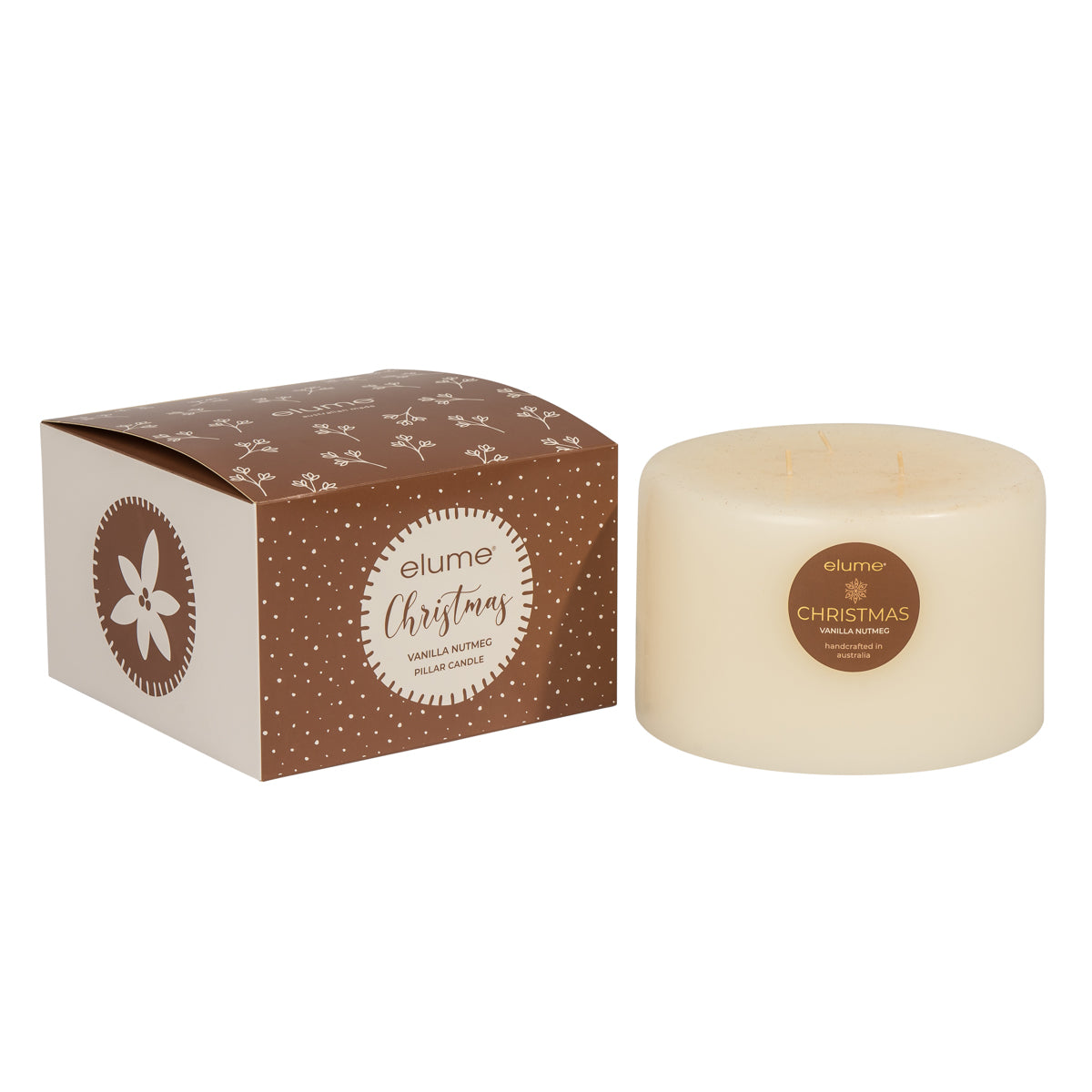 Elume Pillar Cinnamon Vanilla Nutmeg 3 Wick Candle - Ginja B