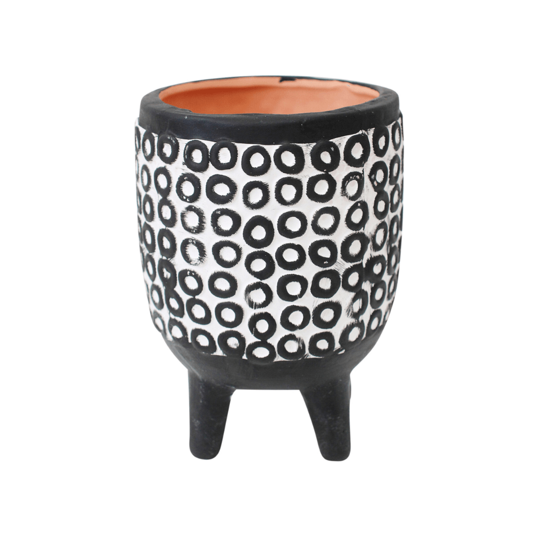 Planter Black Circles 11x11x14.5cm - Ginja B